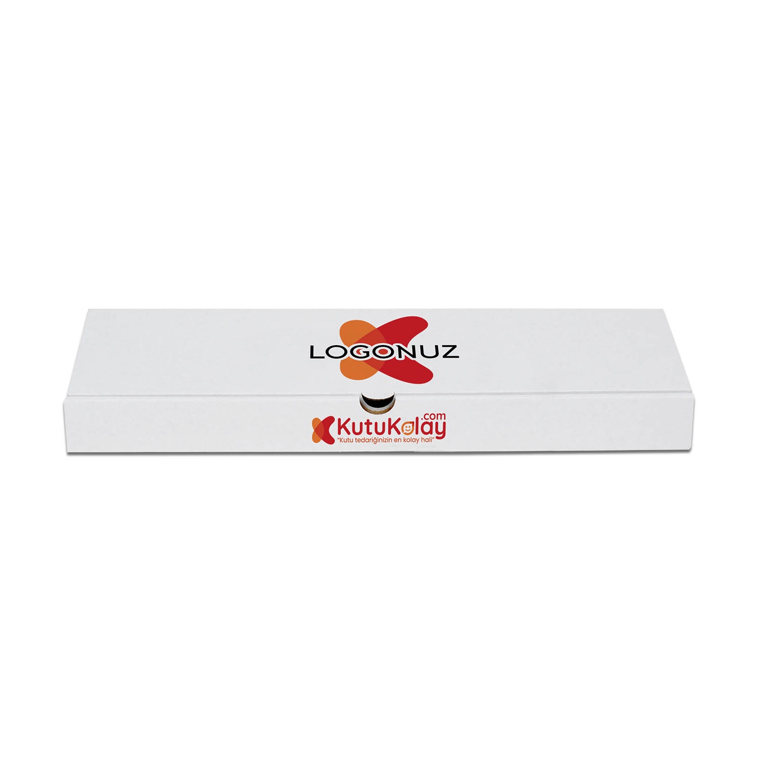 40 cm Pide Kutusu Beyaz Oluklu (Özel Baskılı)