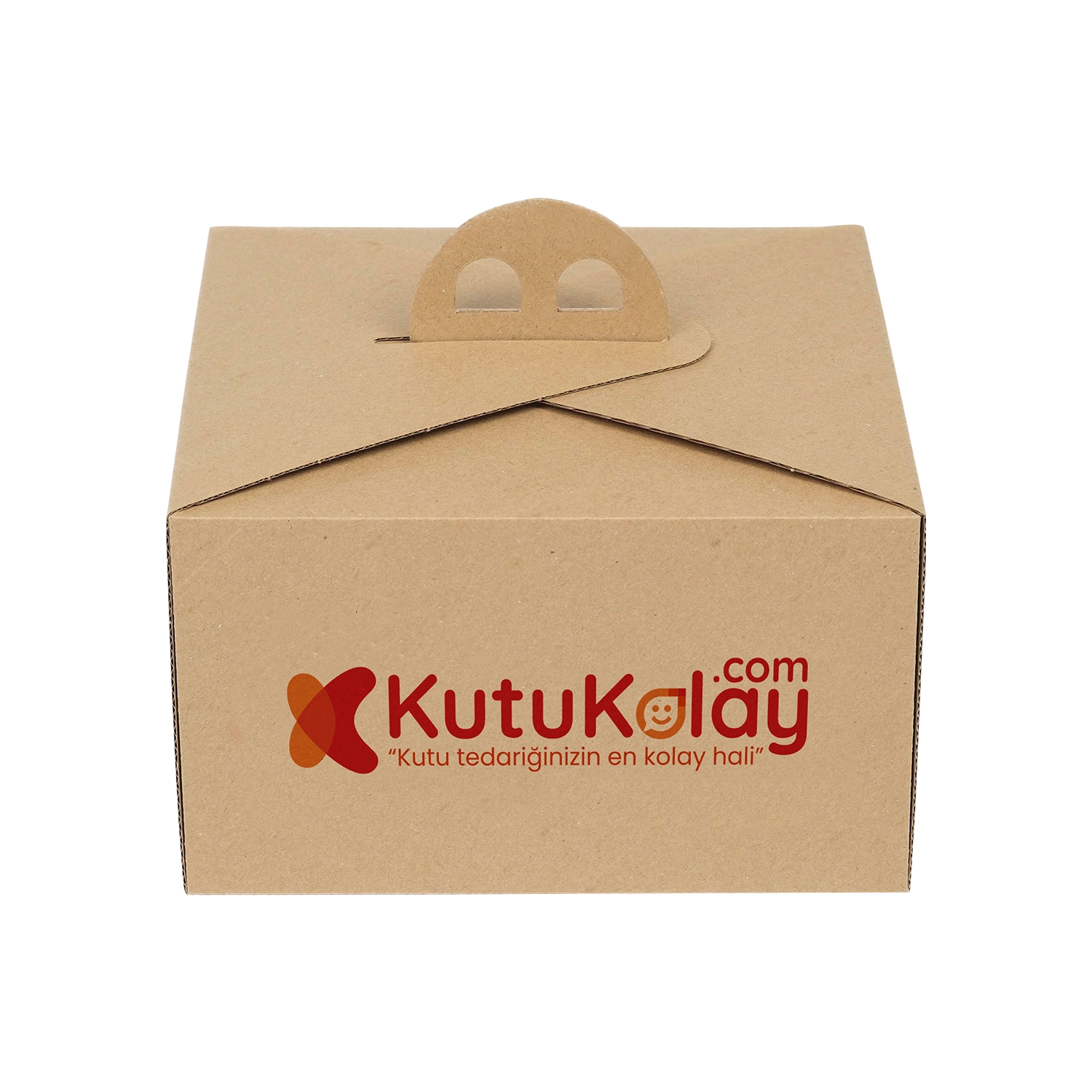 1 No Oluklu Kraft Renk Saplı Turta Kutusu (Özel Baskılı)