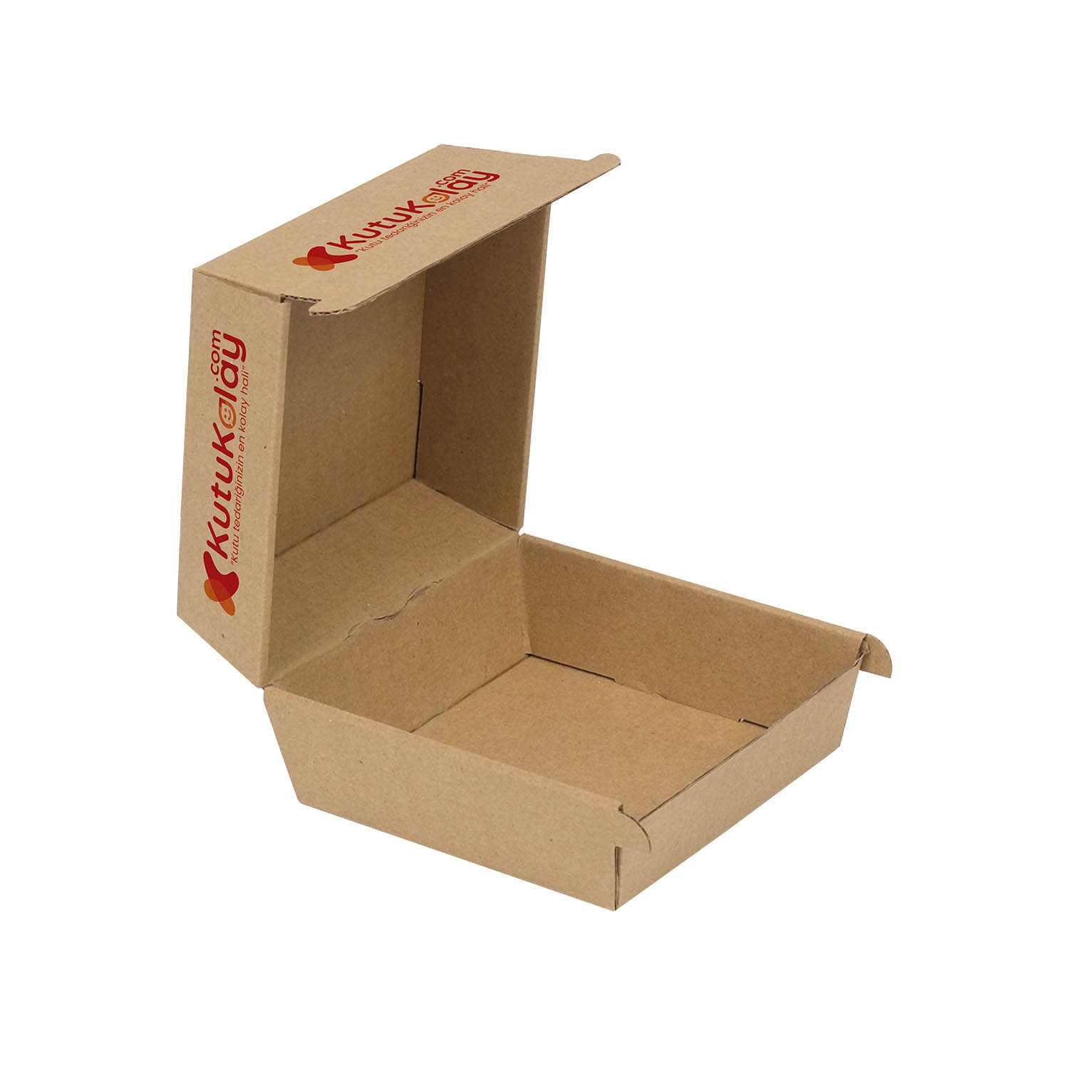 Tekli hamburger Kutusu 12x12x8.5 cm Kraft Oluklu