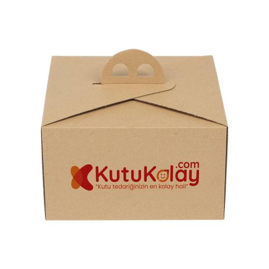 1 No Oluklu Kraft Renk Saplı Turta Kutusu (Özel Baskılı)