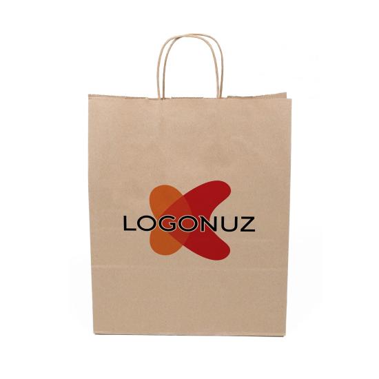 28 x 28 x 16 Burgu Saplı Kraft Çanta